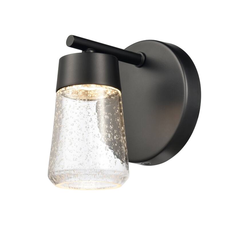 Elk Home Jergen Matte Black With Seedy Glass Vanity Light
