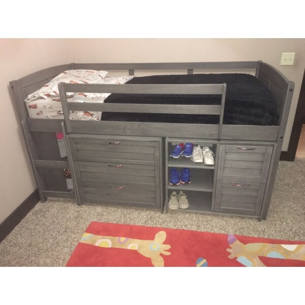 Shop Os Home And Office Louvered Design Grey Pine Twin Loft Bed