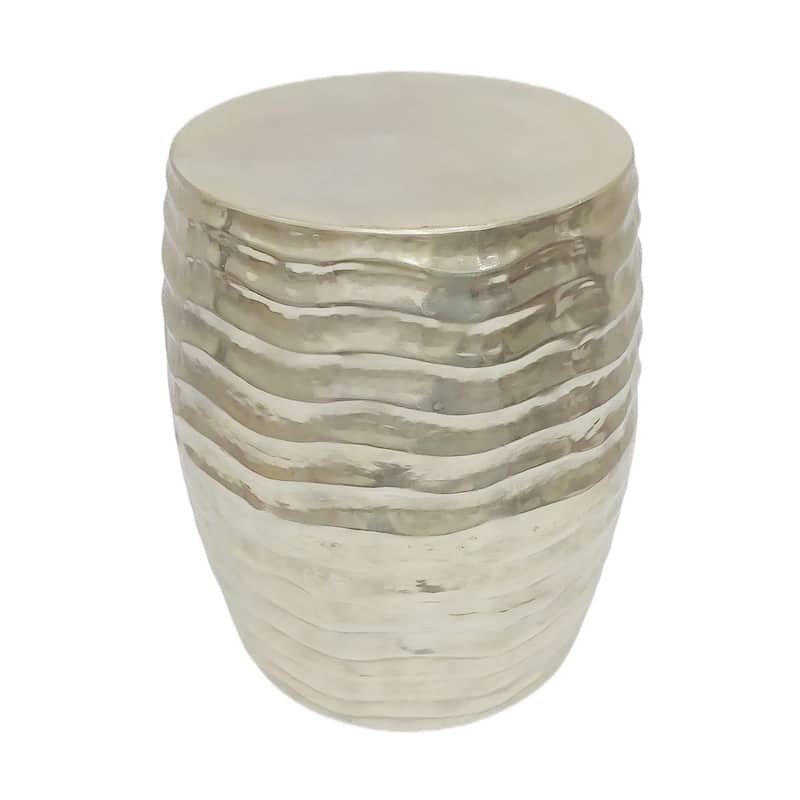 Metal Side Table Wavy Textured Base Narrow End Design - 18" Gold - 15.75" x 15.75" x 18.25"