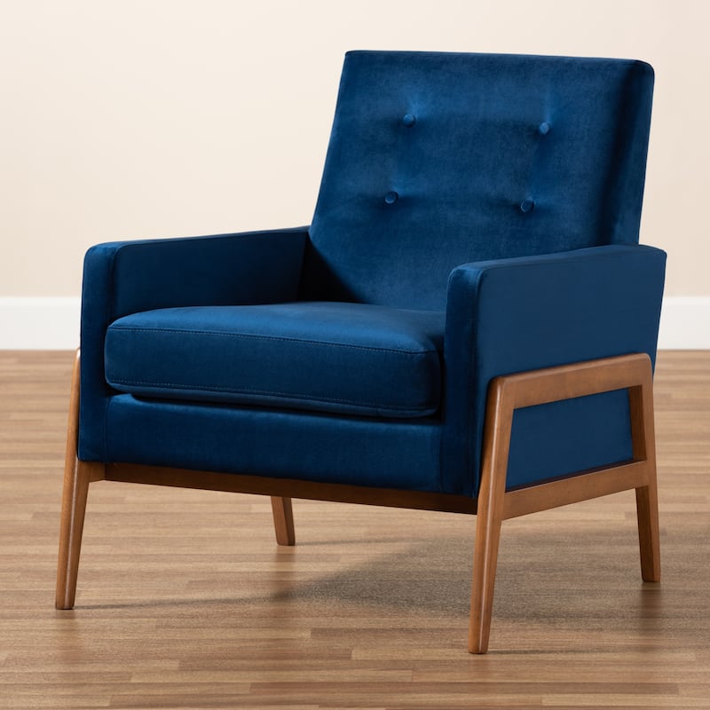 Perris Mid-Century Modern Walnut Finished Wood Lounge Chair
