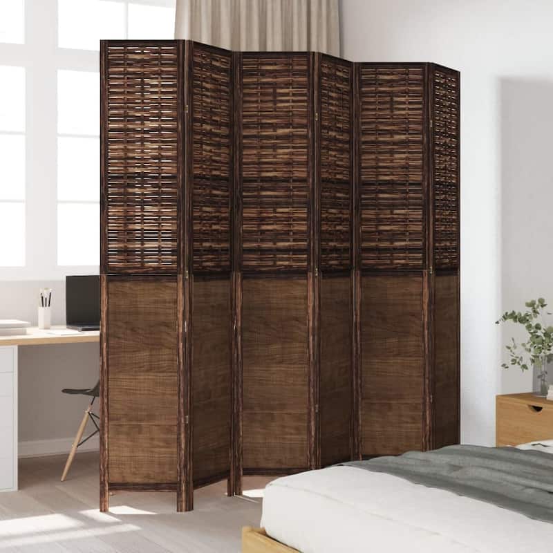 vidaXL Room Divider Privacy Screen Living Room Dark Brown Solid Wood Paulownia