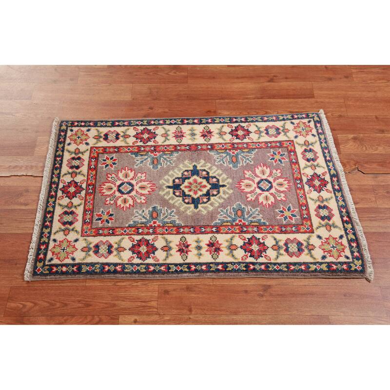 Brown Kazak Oriental Accent Foyer Rug Handmade Wool Carpet - 2'0"x 3'0"