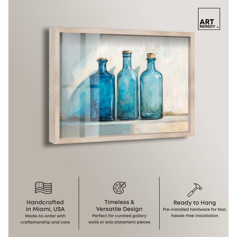 Three Blue Bottles Shadowbox by Art Remedy