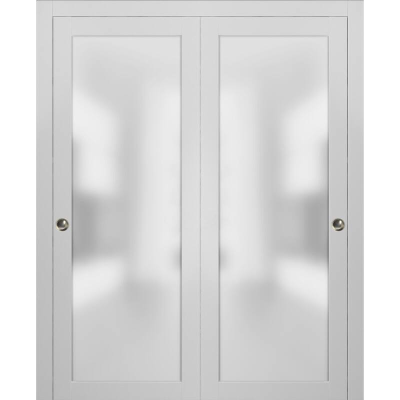 Closet Bypass Sliding Glass Doors/ Planum 2102 White Silk