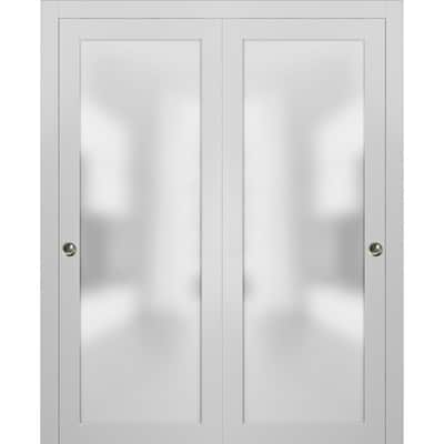 Closet Bypass Sliding Glass Doors/ Planum 2102 White Silk