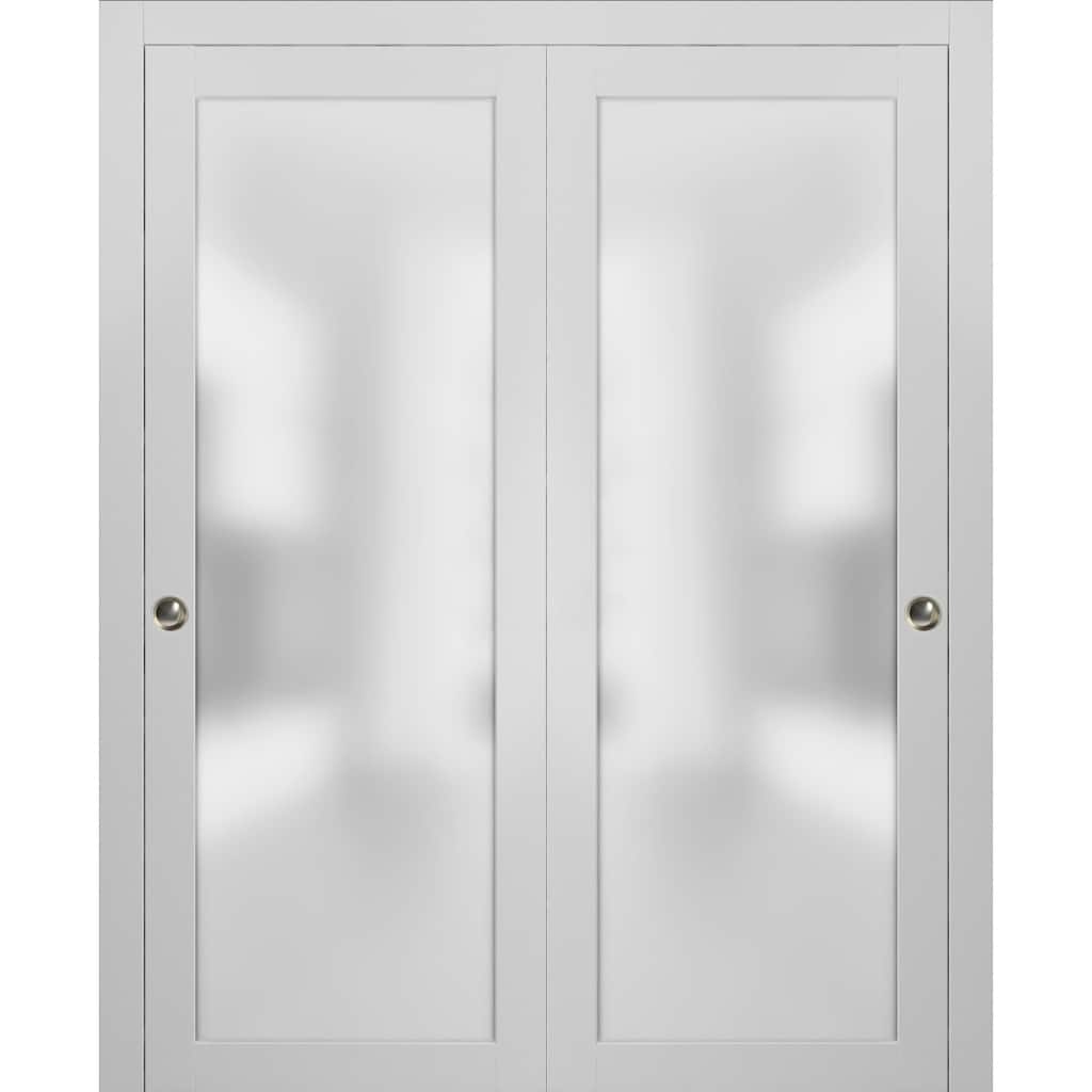 Closet Bypass Sliding Glass Doors/ Planum 2102 White Silk