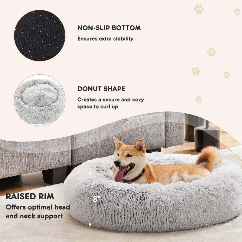 Dovelina Anti-Slip Round Fluffy Plush Pet Bed