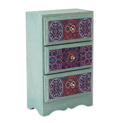 Novica Handmade Mandala Keeper Decoupage Wood Jewelry Chest