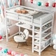 preview thumbnail 1 of 46, Twin Size Loft Bed with Storage Shelves and Under-bed Desk, White White