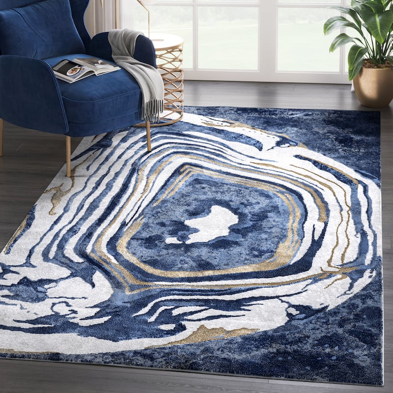 Abani Rugs Regal REG240A Grey Blue Agate Stone Area Rug