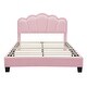 preview thumbnail 6 of 48, Twin/Full Size Upholstered Bed Frame with Flower Shaped Headboard, Elegant Platform Bed with Wooden Slats Support & LED Light