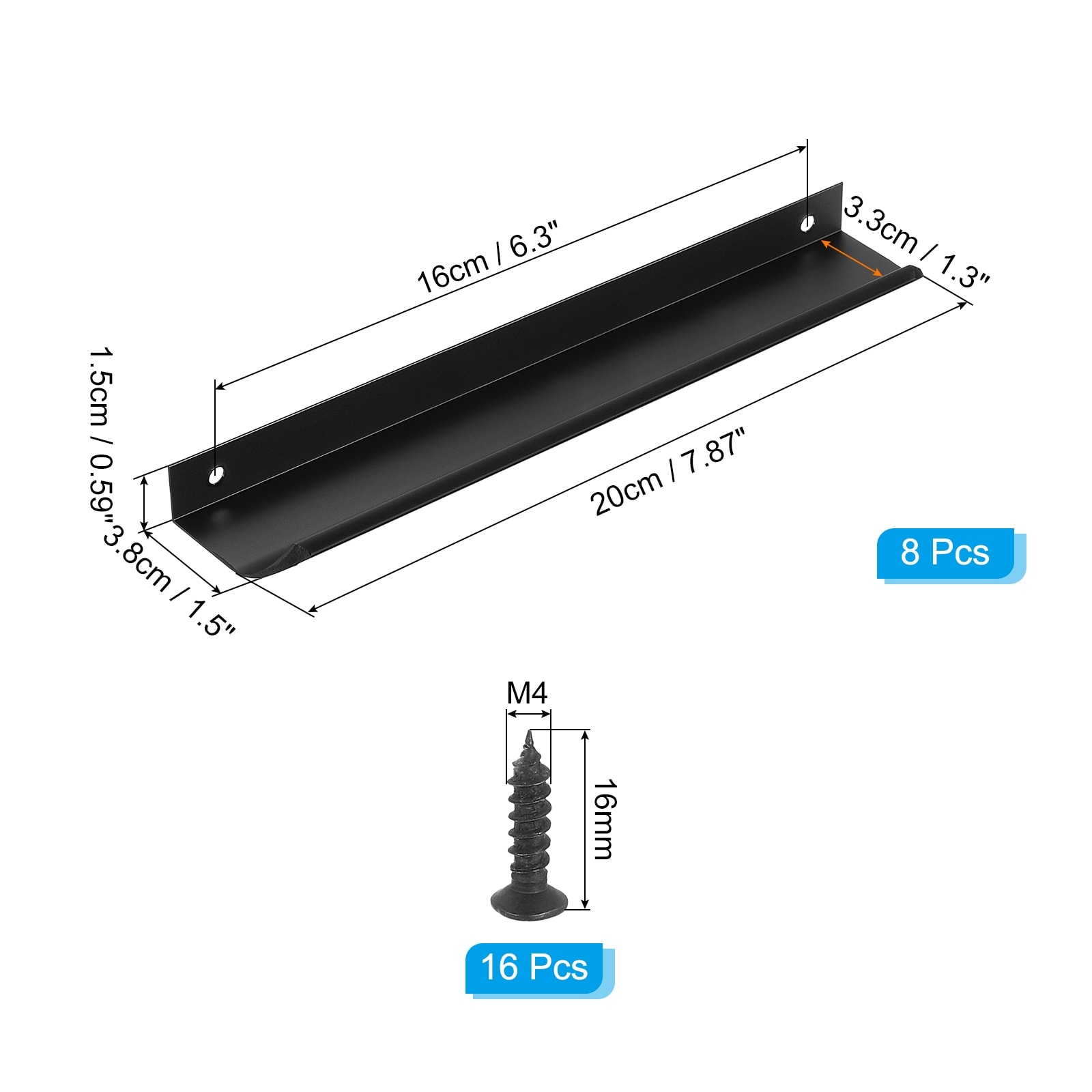 Mount Finger Edge Pull, Aluminum Alloy Concealed Handle Cabinet Edge Pulls with Screws for Home Kitchen Furniture Door Drawer,