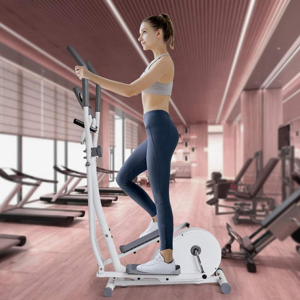 Elliptical Machine Exercise Machine Adjustable Magnetic Cross Trainer with LCD Monitor and Sensors