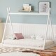 preview thumbnail 3 of 12, Wood Twin Size Tent Bed for Kids, Low-Floor Bed, House Shape Tent Bed Frame for Boys Girls Teens, Without Slats