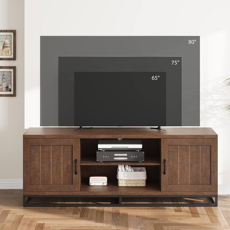 Farmhouse Entertainment Center TV Stand for Living Room Bedroom - Brown