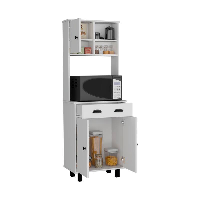 Kitchen Pantry with 2 Cabinets, 2 Open Shelves, and Drawer