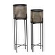 preview thumbnail 3 of 4, Gold and Black Metal Iron Industrial Contemporary Planter Stands (Set of 2) - 11 x 11 x 32Round