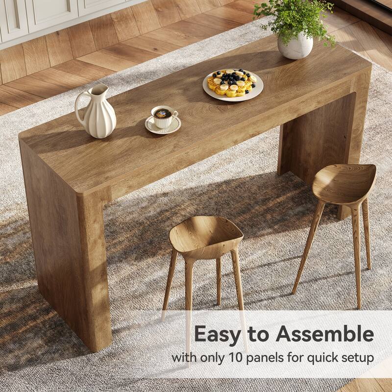 63" Long Bar Table for Kitchen, Dining Room, Wooden Counter Height Bar Table
