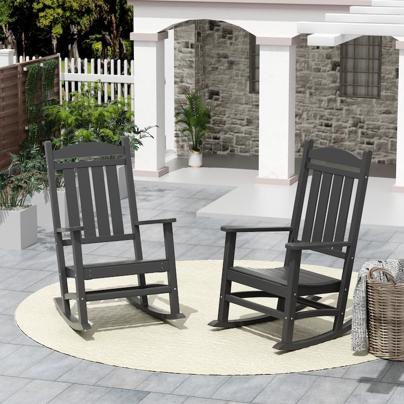 Laguna Hdpe All Weather Outdoor Patio Rocking Chair (Set of 2) - Grey