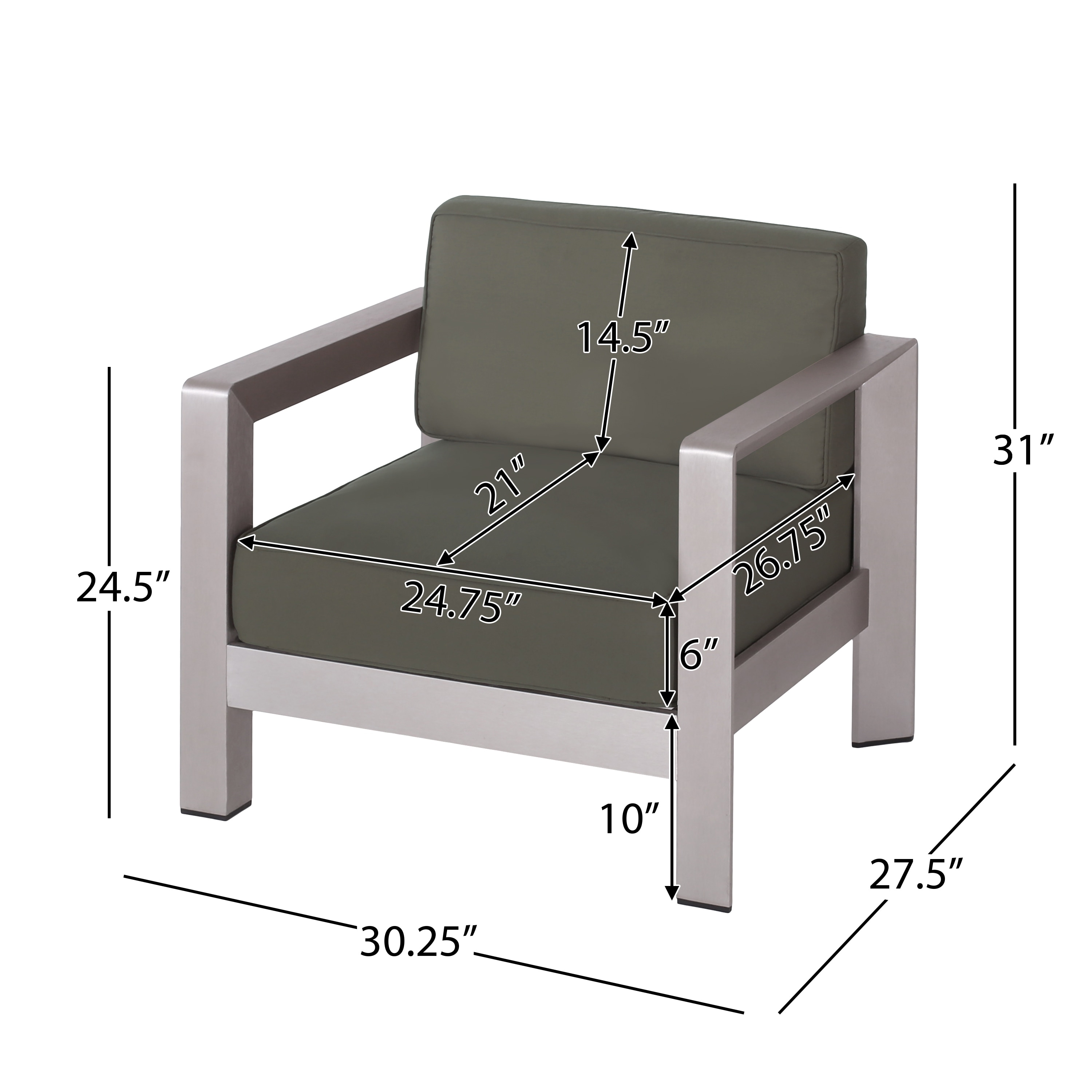 Aviara Set of 2 Durable Outdoor Aluminum Club Chairs-image