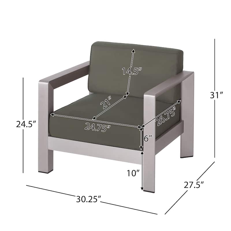 Aviara Outdoor Aluminum Club Chairs (Set of 2) by Christopher Knight Home