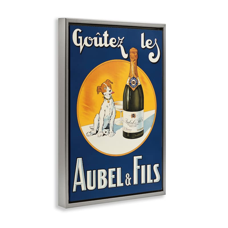 Stupell Dog & Wine Advertisement Framed Floater Canvas Wall Art Design By Marcus Jules