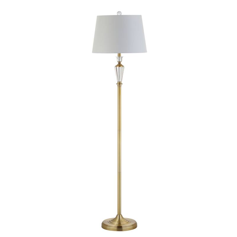 Evelyn 61" Crystal / Metal LED Floor Lamp, Brass Gold/Clear by JONATHAN Y - Brass Gold/Clear - 61" H x 15" W x 15" D