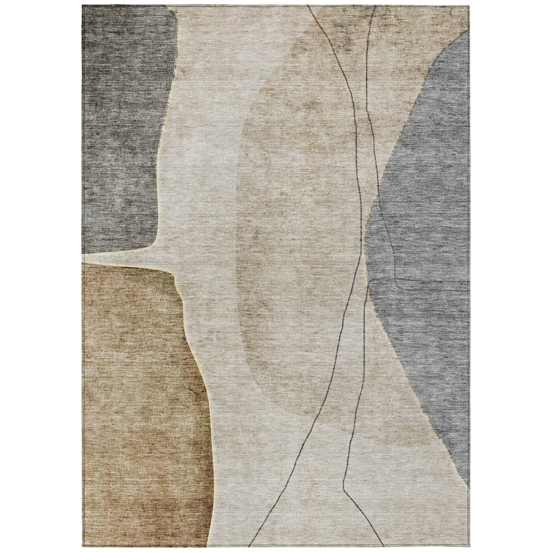 HomeRoots Abstract Transitional Rectangle Outdoor Rug