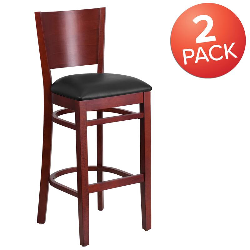 2 Pk. Lacey Series Solid Back Wooden Restaurant Barstool - 16.75"W x 18"D x 43.5"H - 16.75"W x 18"D x 43.5"H