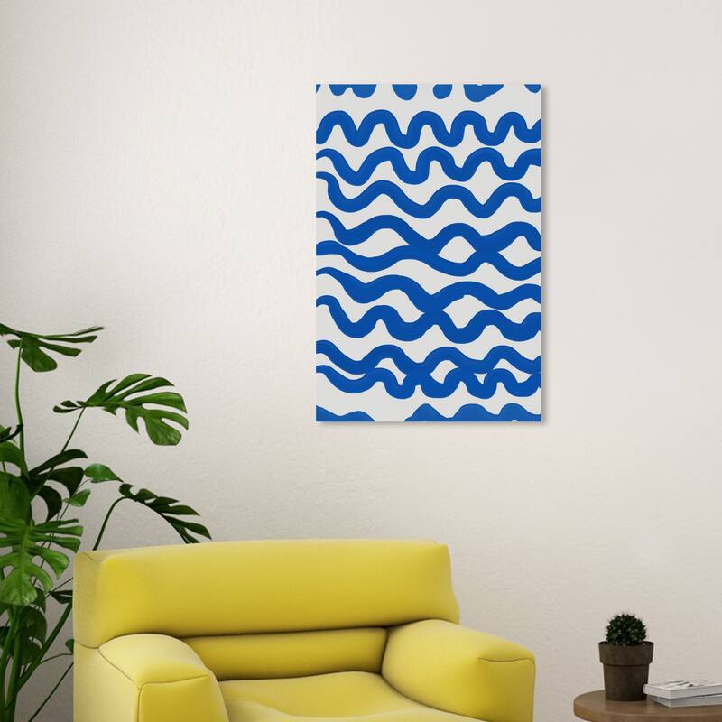 Wynwood Studio Canvas Abstract Marina Wavy Blue and Light Gray Modern & Contemporary Wall Art Canvas Print - 30 x 20