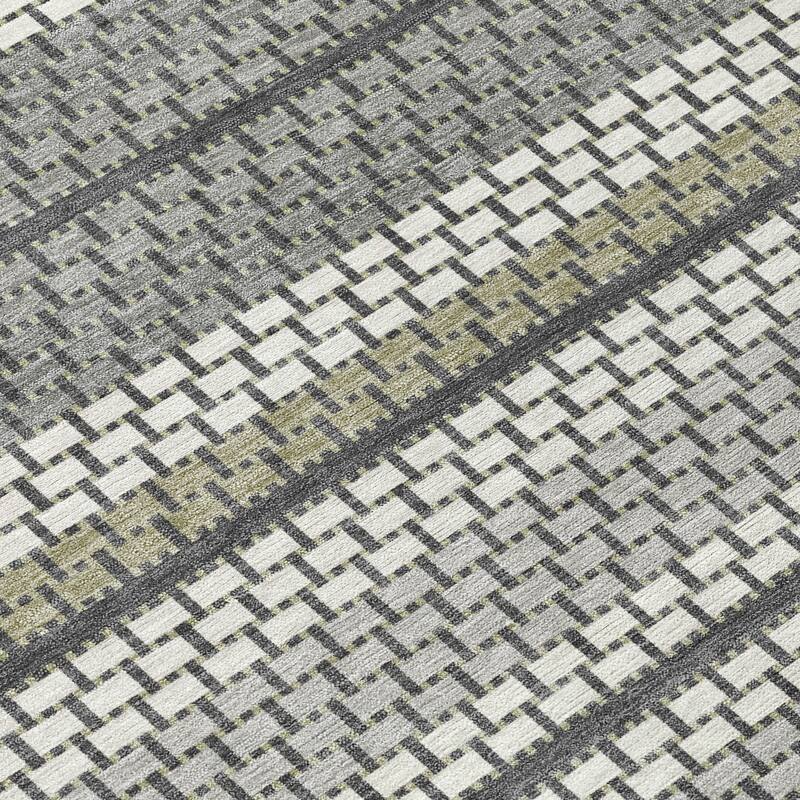 Machine Washable Indoor/ Outdoor Boho Stripe Chantille Rug