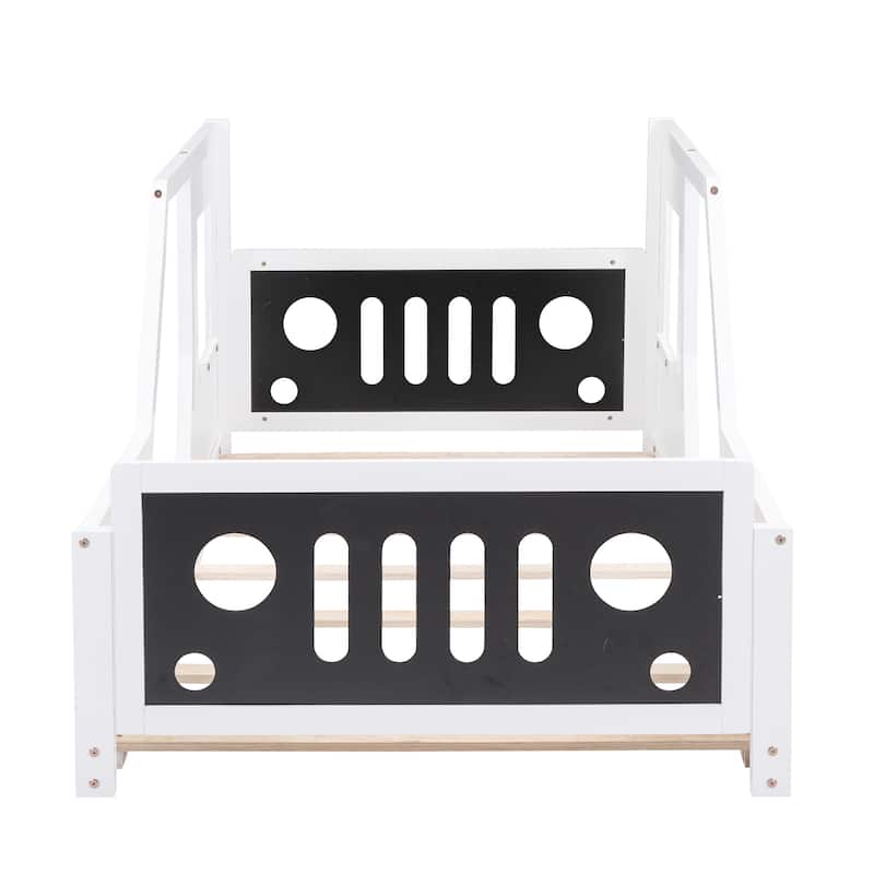 Twin Size Classic Car-Shaped Platform Bed With Wheels