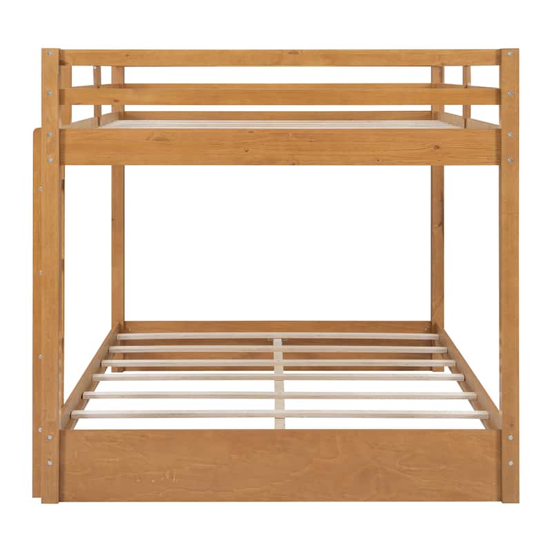 Wood Queen Size Bunk Bed with Ladder