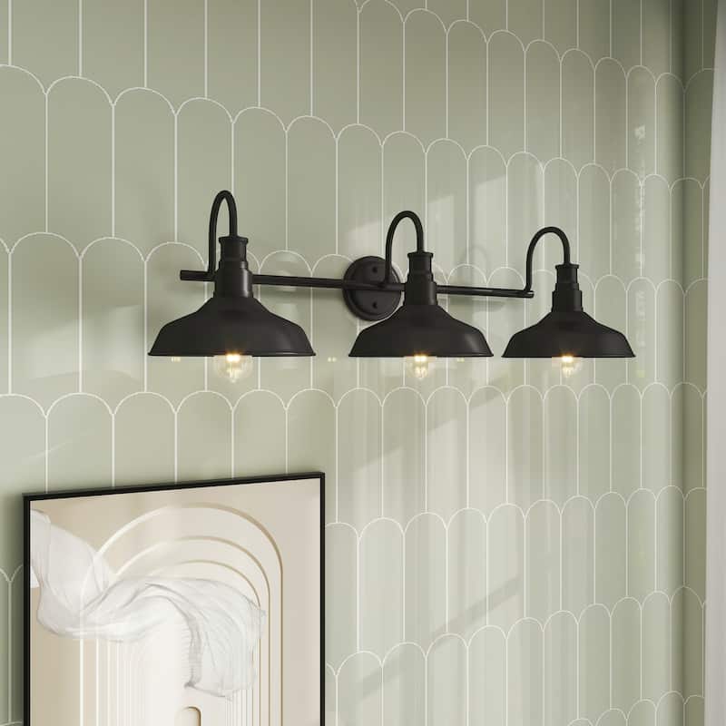 Industrial 3-light Black Metal Bathroom Vanity Light