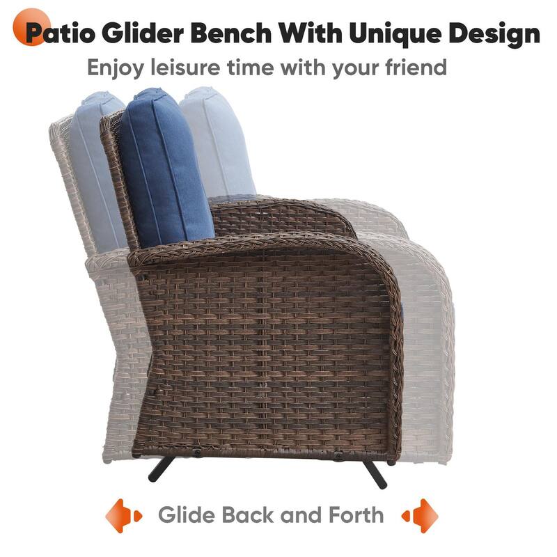Gymojoy Outdoor Glider Rocking Sofa Patio Swivel Chair
