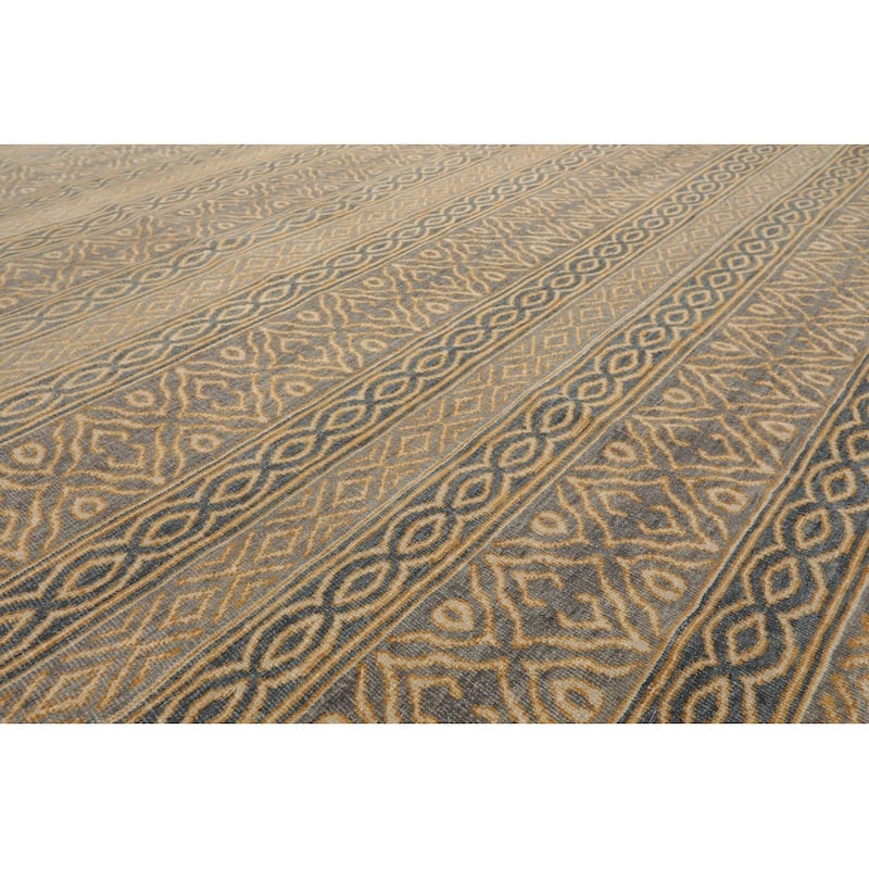 Beige Tibetan Wool Oriental Rug Contemporary Hand Knotted 250 KPSI - 8' x 10'