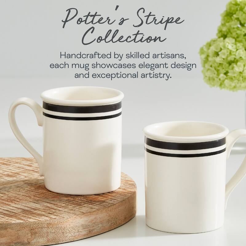 Portmeirion Set of 4 Potters Stripe Breakfast Mugs - 9 oz