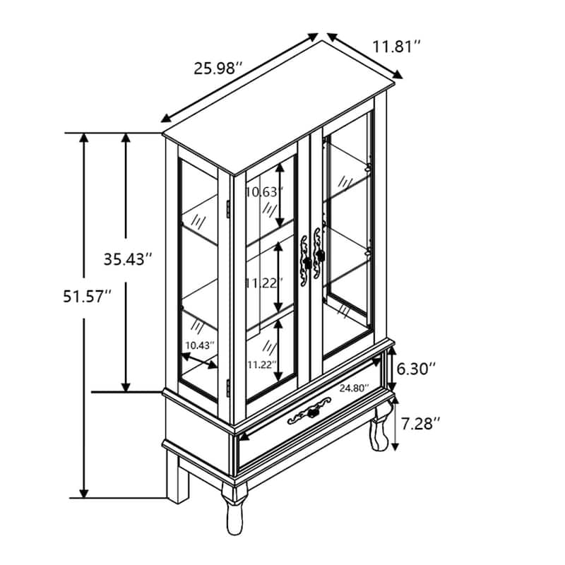 Lighted Curio Cabinet,Glass Display Cabinet with Adjustable Shelves