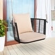 preview thumbnail 2 of 5, Single Person Hanging Seat with Woven Rattan Backrest for Backyard - 30.5" x 24.5" x 15"