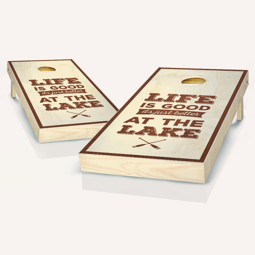 Life Is Better At The Lake Rosewood Outdoor Cornhole Board Game Set