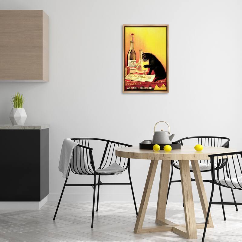 Stupell Vintage Cat & Absinthe Framed Floater Canvas Wall Art Design By Marcus Jules