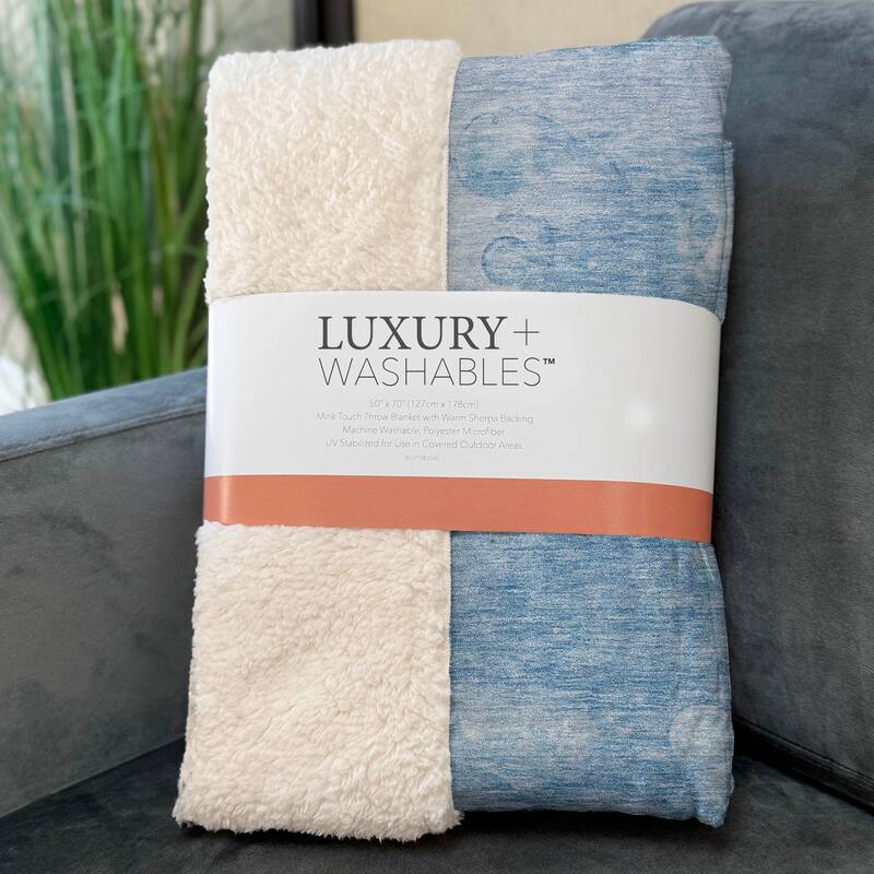 Premium Machine Washable Abstract Modern Sherpa Throw Blanket