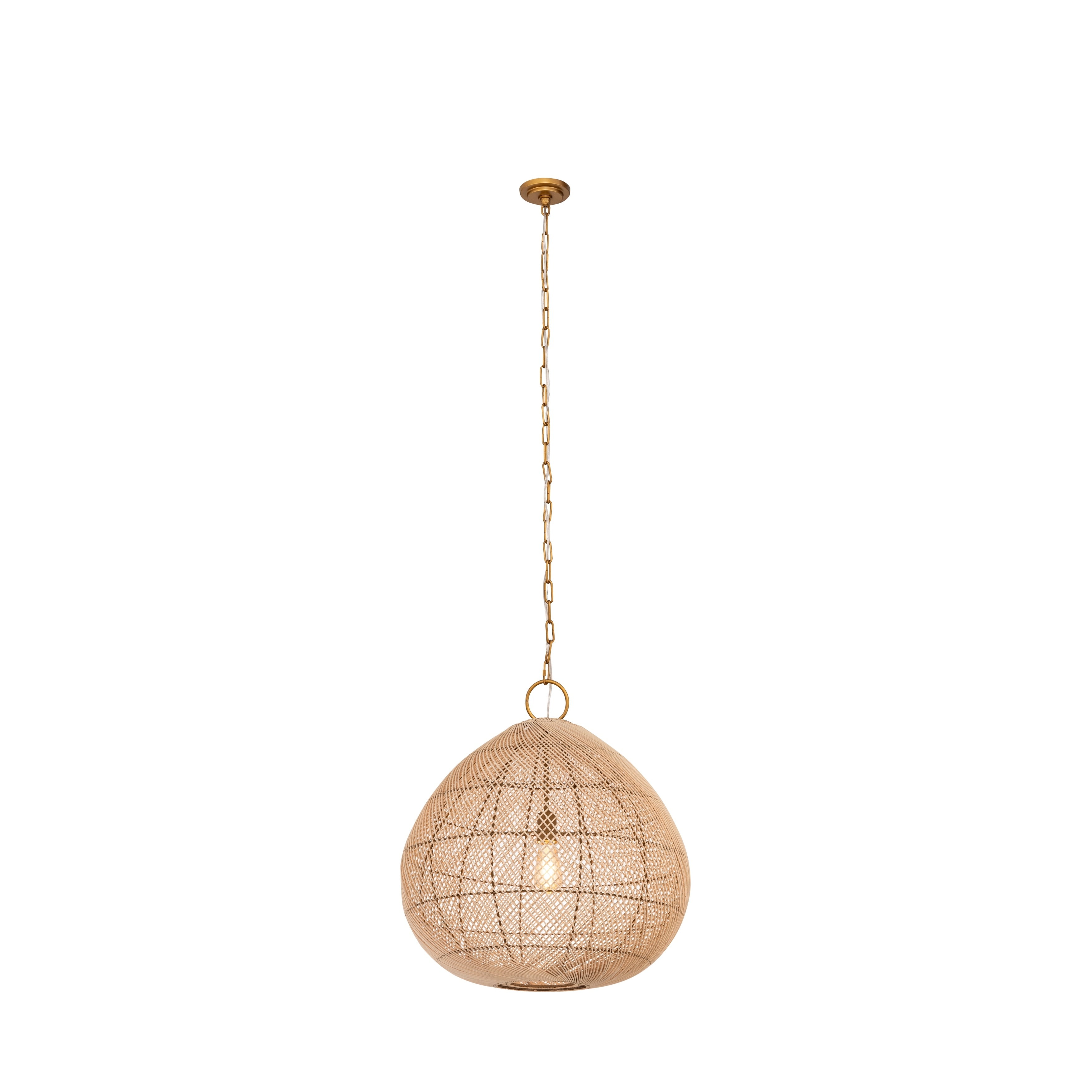 Innovations Lighting Vine - 1 Light 24" Chain Hung Pendant - Gold Finish - Natural Shade