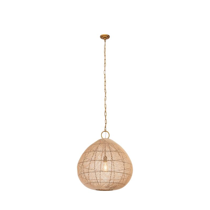 Innovations Lighting Vine - 1 Light 24" Chain Hung Pendant - Gold Finish - Natural Shade - Gold