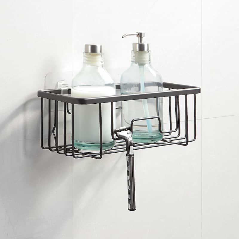 RustProof Aluminum Wall Mount Shower Basket - Black