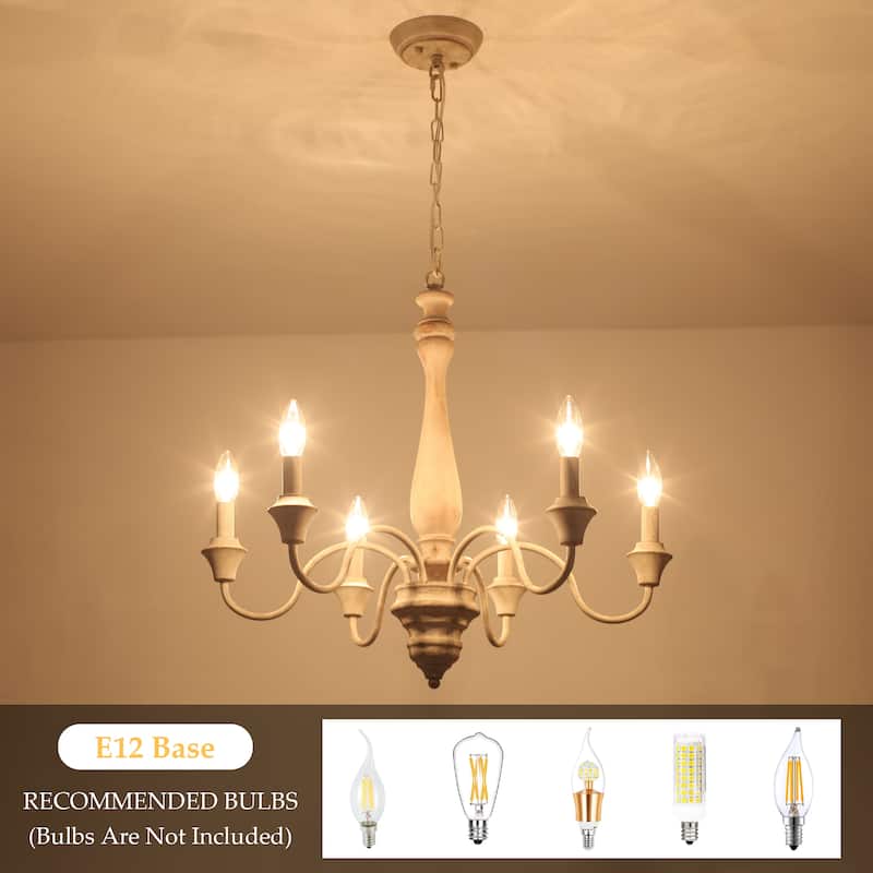 6-Light Farmhouse Branches Chandelier for Bedroom Study Dining Room