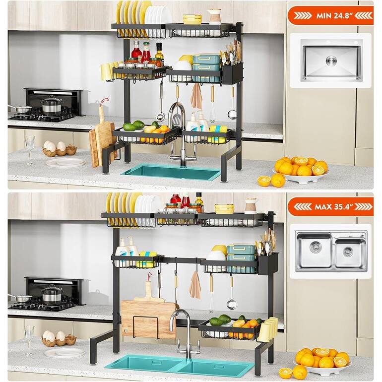 Large Stainless Steel Dish Drying Rack with Utensil Holder
