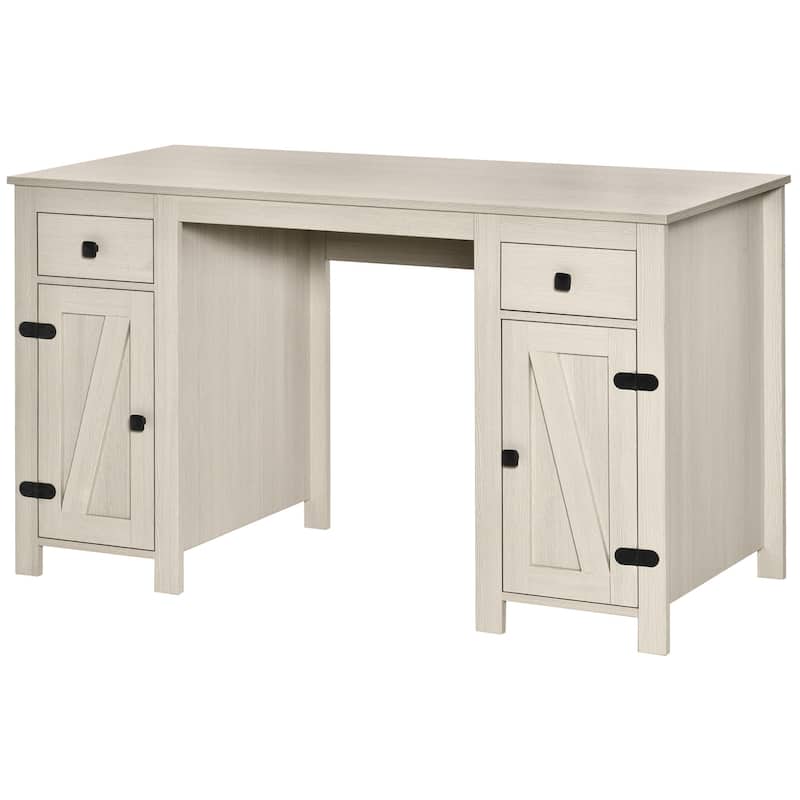 Home Office Desk Computer Desk with Storage,2 Drawers and 2 Cabinets