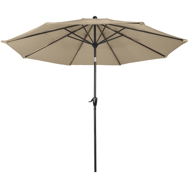 Patio Umbrella with Auto Tilt - 10FT Easy Crank Outdoor Umbrella with Vented Canopy by Pure Garden (Sand)