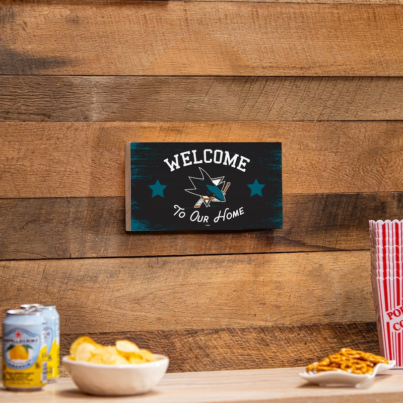 San Jose Sharks Wooden Door Decor Wall Sign - Multi-Color - 6 x 11